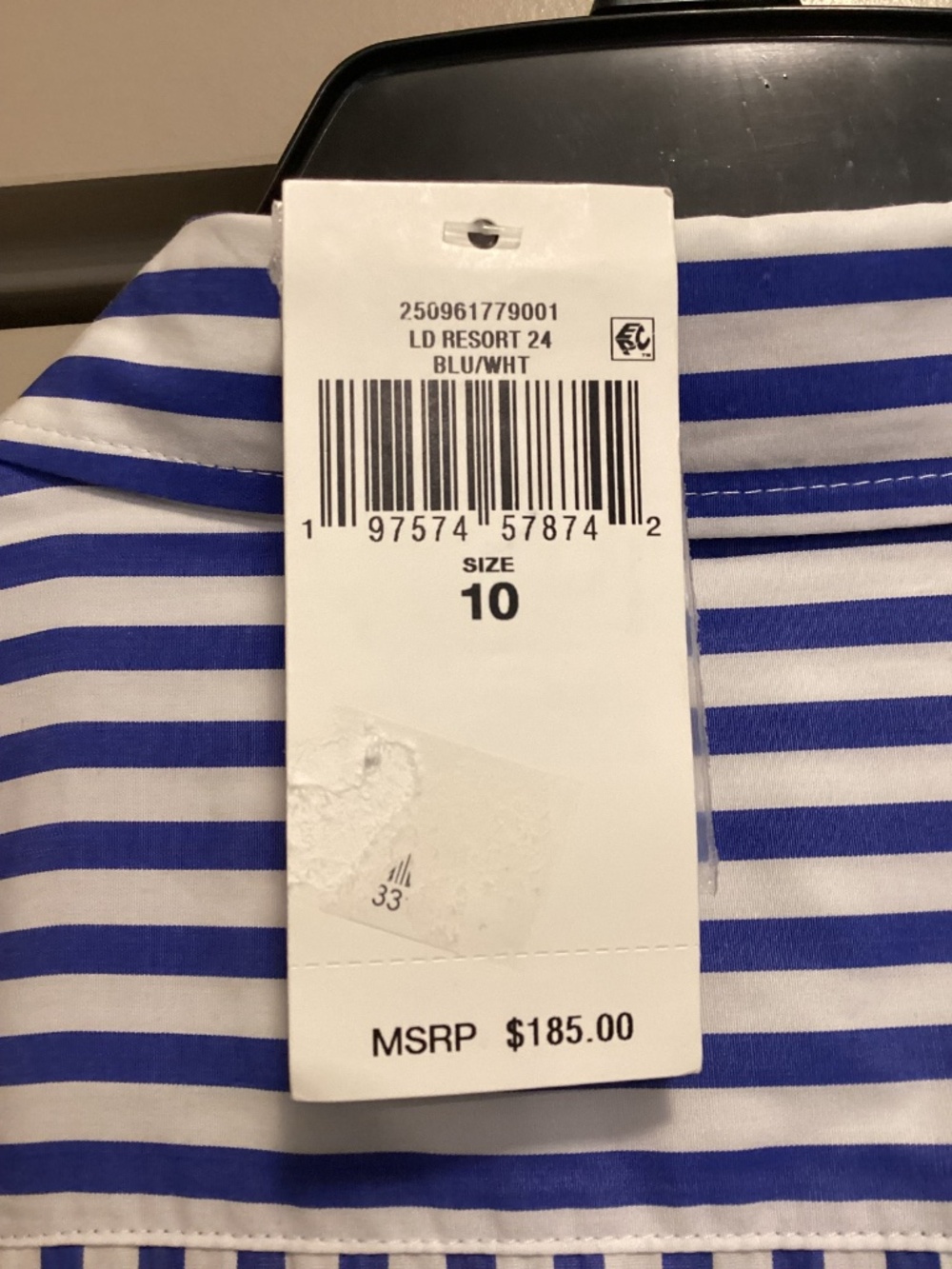 Lauren Ralph Lauren Stripe Long Sleeve Cotton Broadcloth Shirtdress, size 10 - Picture 8 of 14